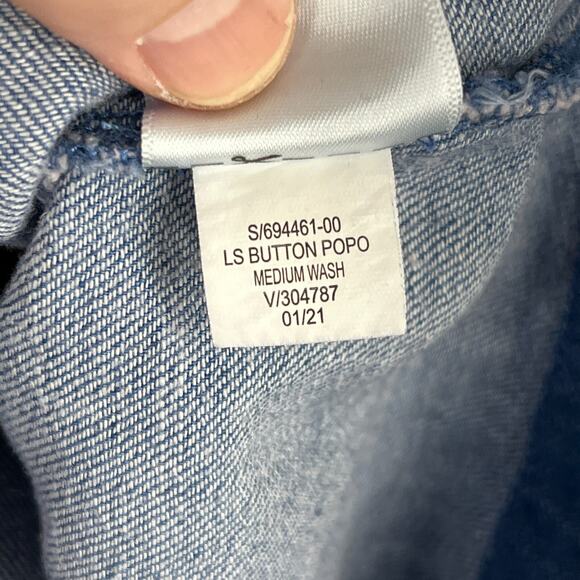 Old Navy Top Womens Small‎ Blue Jean Yoke Button Front Blouse Medium Washed - Picture 5 of 8